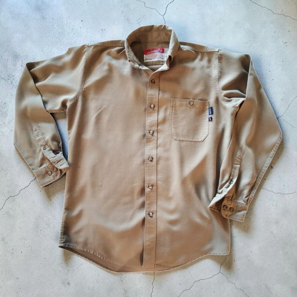 Riverside Protective Apparel Shirt Fire resistant button down Khaki  MED/LARGE